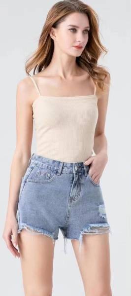 Swish Jeans Ripped Shorts - Blue