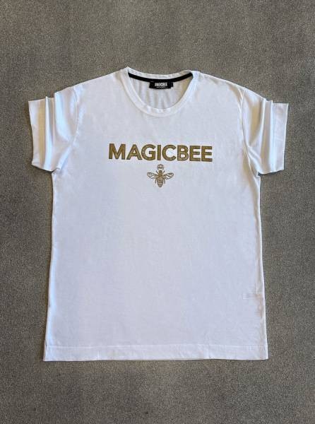 MagicBee Gold Logo Tee - White