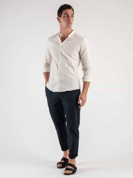 Striped Linen Shirt - Beige