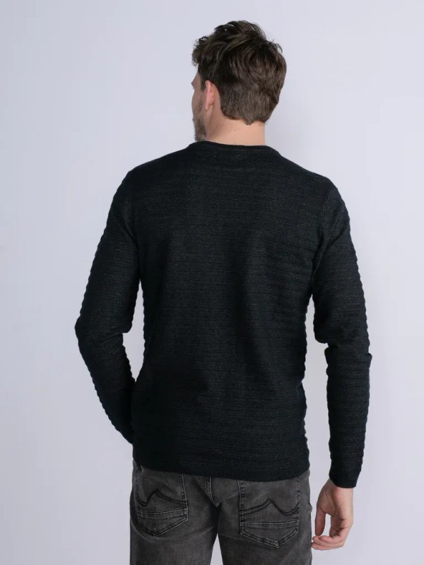 Petrol Rib-knit Pullover Crest Hill - Black