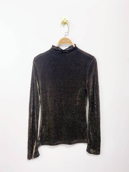High Neck Shiny Top - Gold