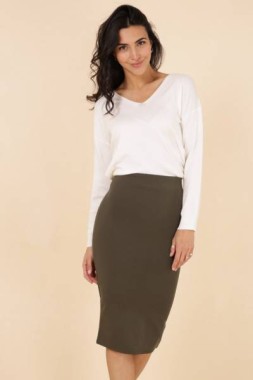 Basic Pencil Skirt - Khaki