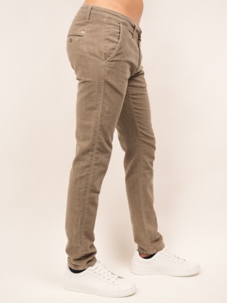 Patterned Slim Fit Chino Trousers - Beige