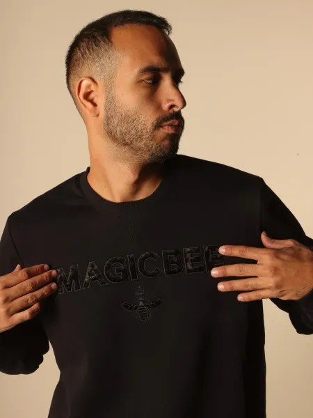 MagicBee Black Velvet Logo Sweatshirt - Black