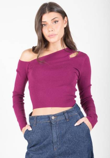 Cut Out Sweater - Magenta