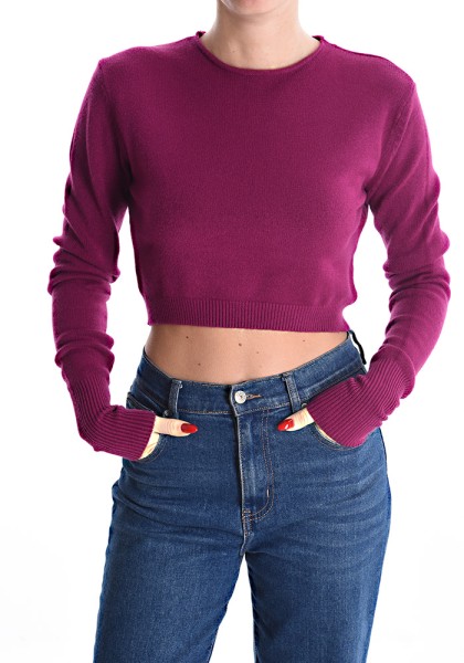 Cropped Knit Top - Magenta