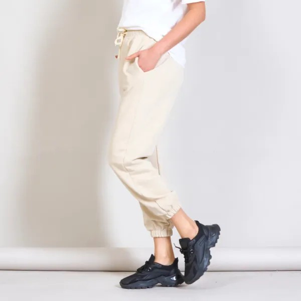 Solid Color Comfy Trouser - Beige