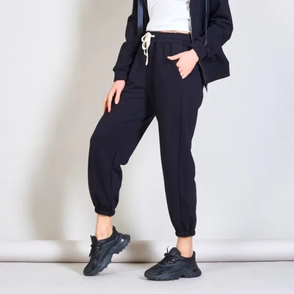 Solid Color Comfy Trouser - Black