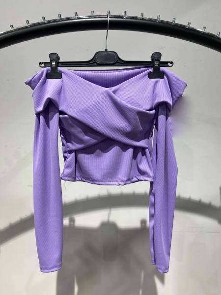 Cropped Cold Shoulder Top - Lilac