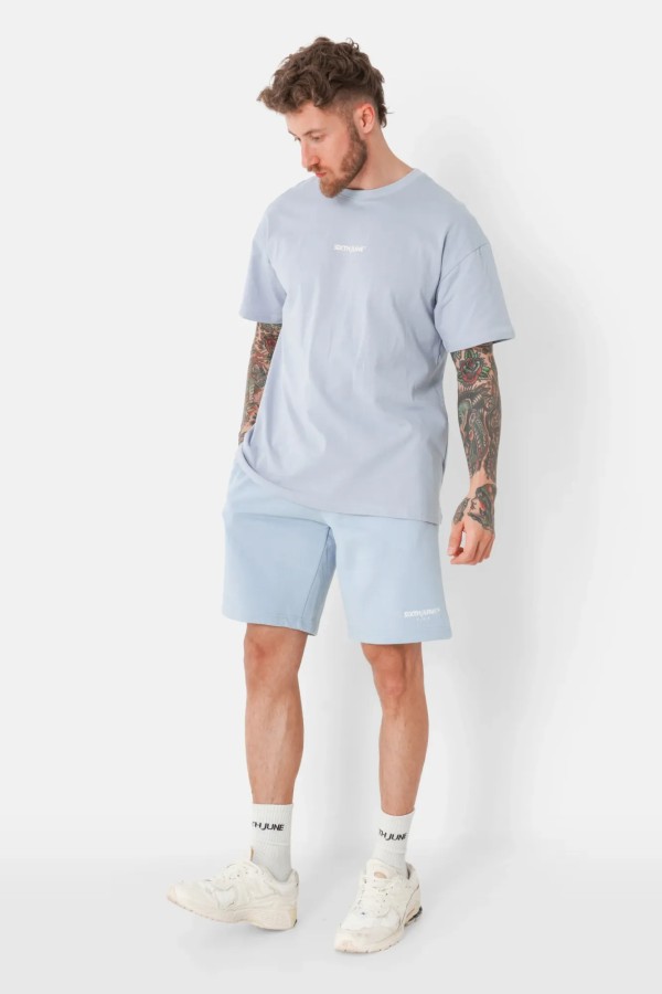 Sixth June Soft Embroidered Logo Shorts - Sky Blue