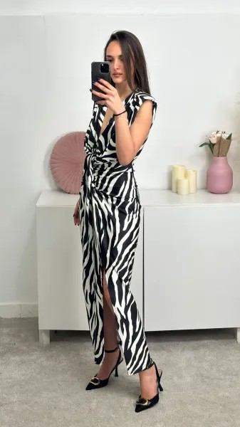 Zebra Print Dress - Black