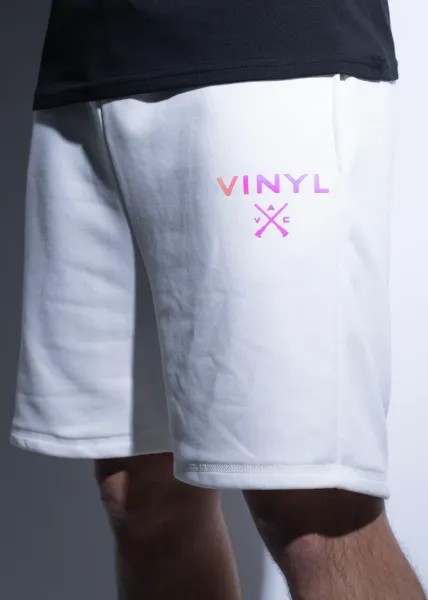 Vinyl Iridescent Logo Shorts - White