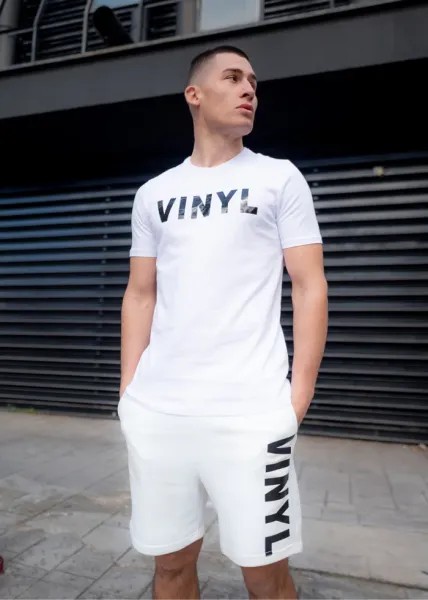 Vinyl Logo Print Shorts - White