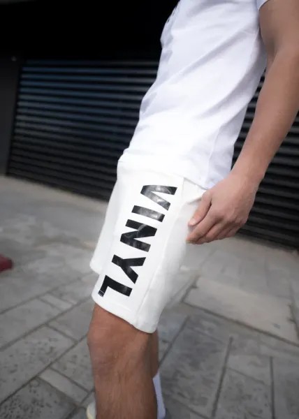Vinyl Logo Print Shorts - White
