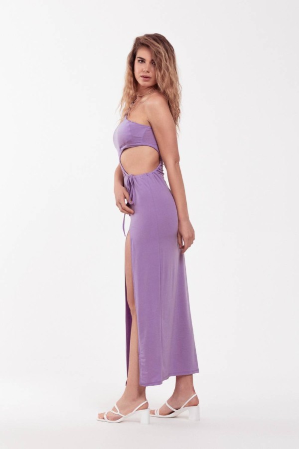 Cut Out One Shoulder Dress - Lilac
