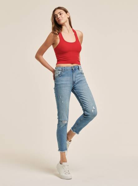 Alcott Ribbed Crop Top - Red