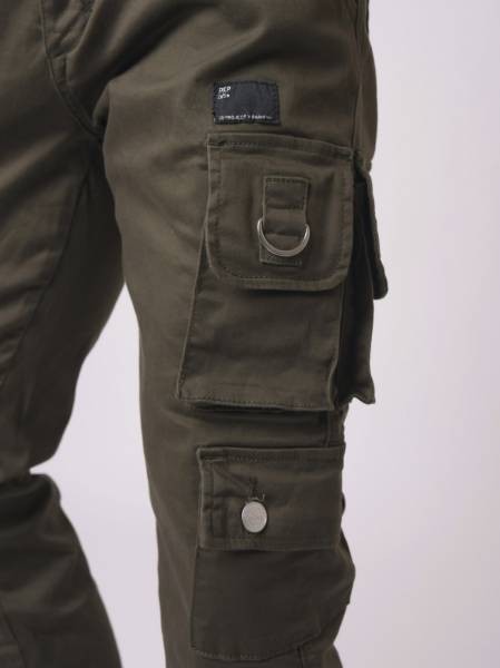 Project X Paris Multi-pocket Metal detail Slim Pants - Khaki