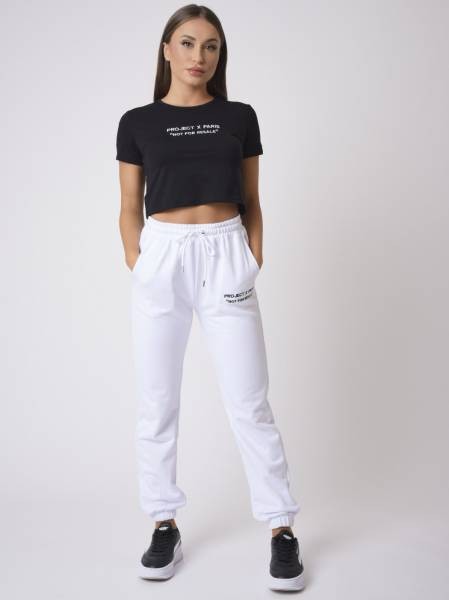 Project X Paris Cropped logo embroidery T-shirt - Black