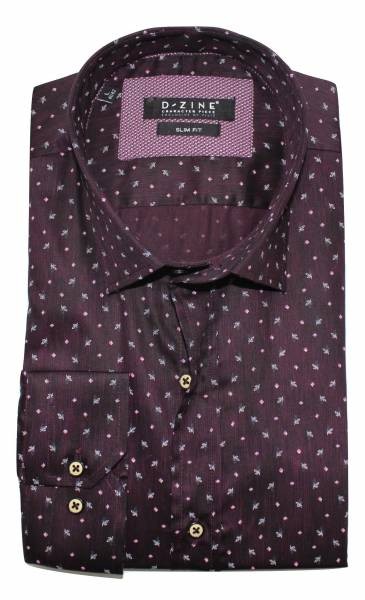 Mini Print Detail Shirt - Bordeaux