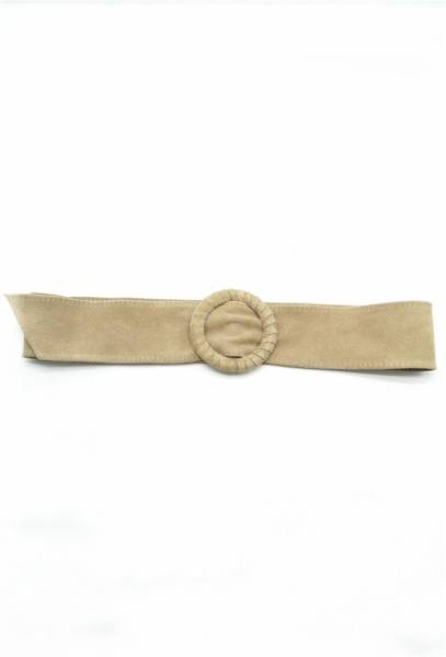 Suede Leather Belt - Beige