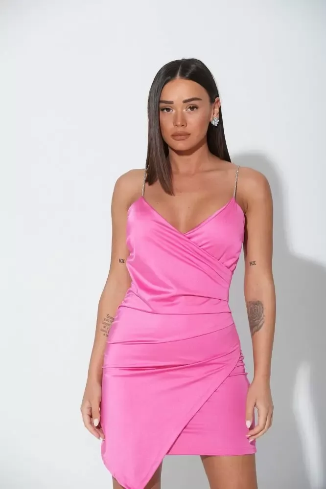 Asymmetric Bodycon Dress - Fuchsia