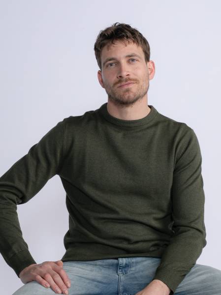 Petrol Fine-knit Pullover Dolton - Khaki