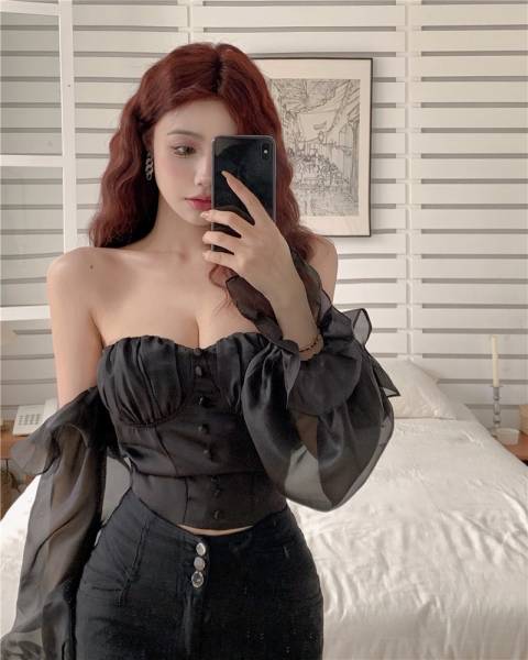 Off Shoulder Corset Top - Black