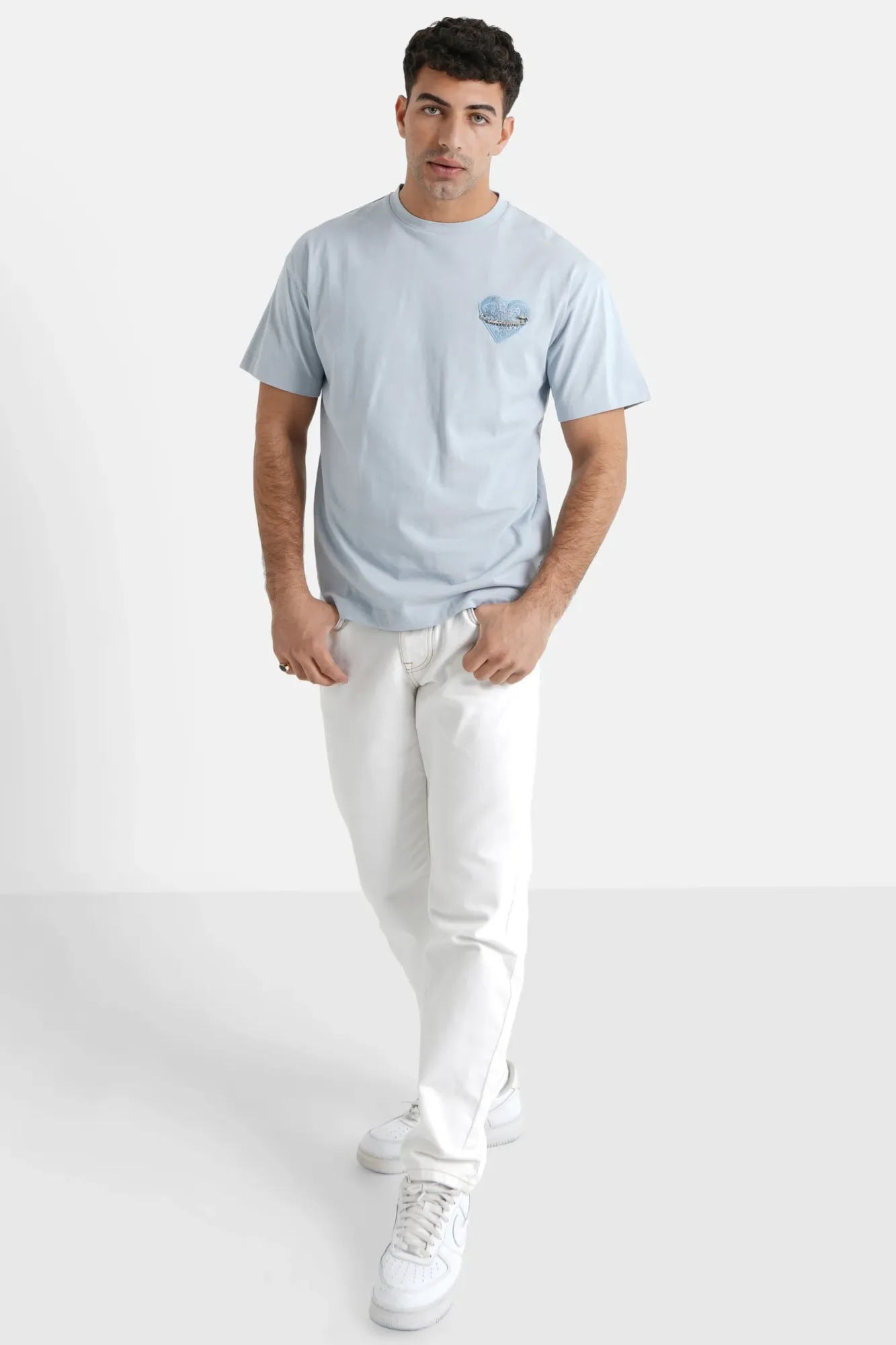 Sixth June Embroidered Heart Logo T-shirt - Sky Blue