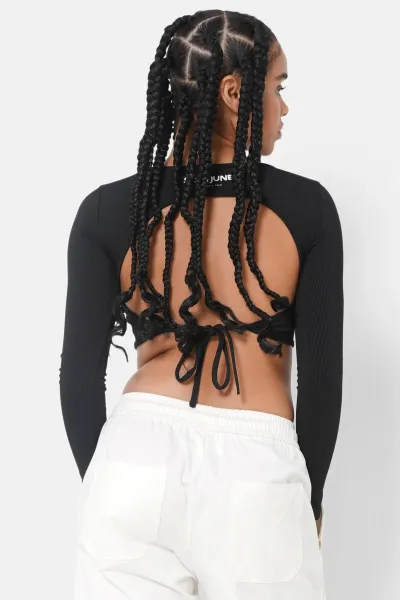 Sixth June Back Opening Long Sleeves Top - Black