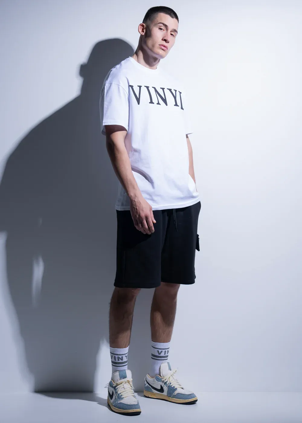 Vinyl Chest Print Oversized Tee - White