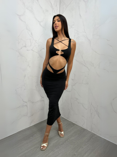 Dress with Hooks - Black