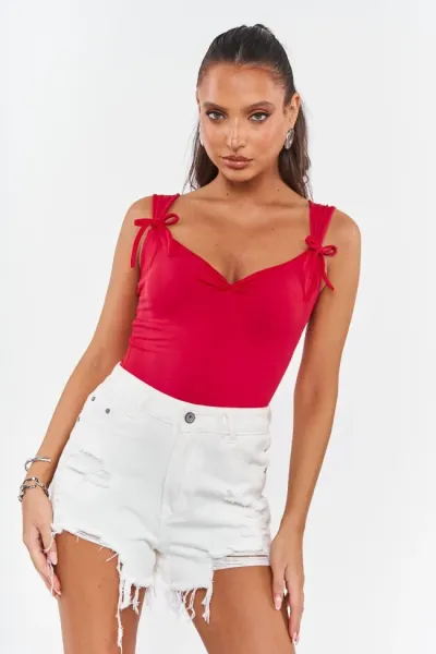 WOMAN Ruched Top - Red