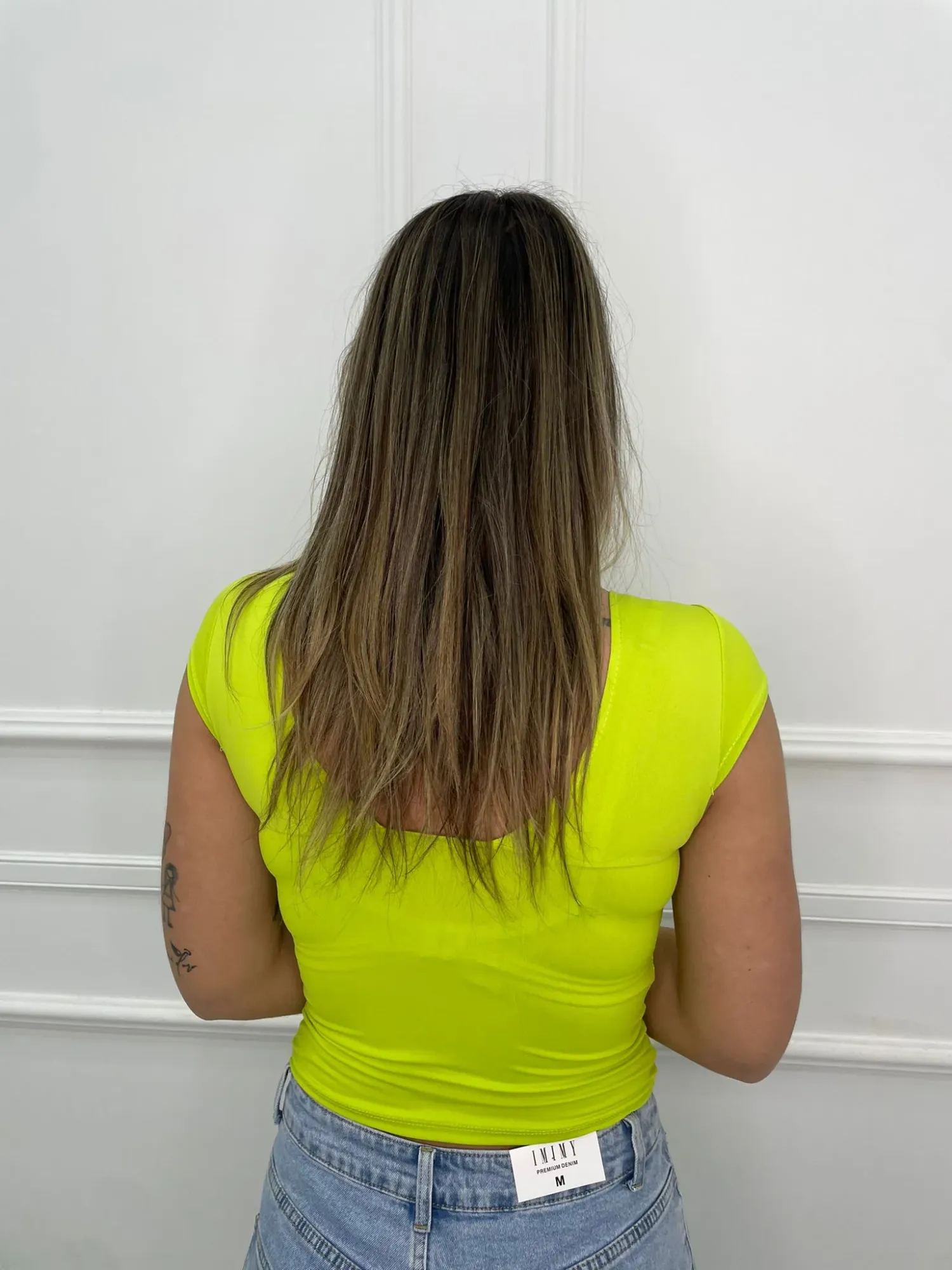 V Neck Lycra Top - Lime
