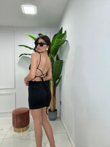 Open Back Mini Dress - Black