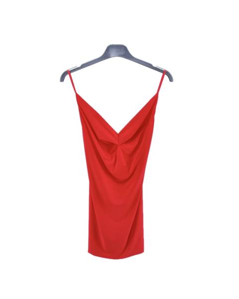 V Neck Ruched Mini Dress - Red