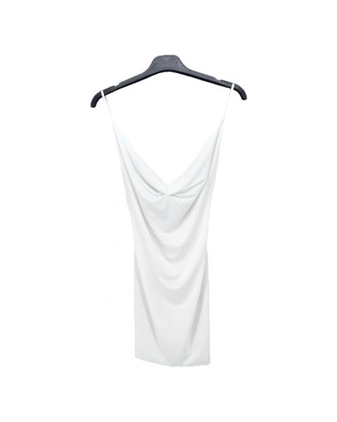 V Neck Ruched Mini Dress - White