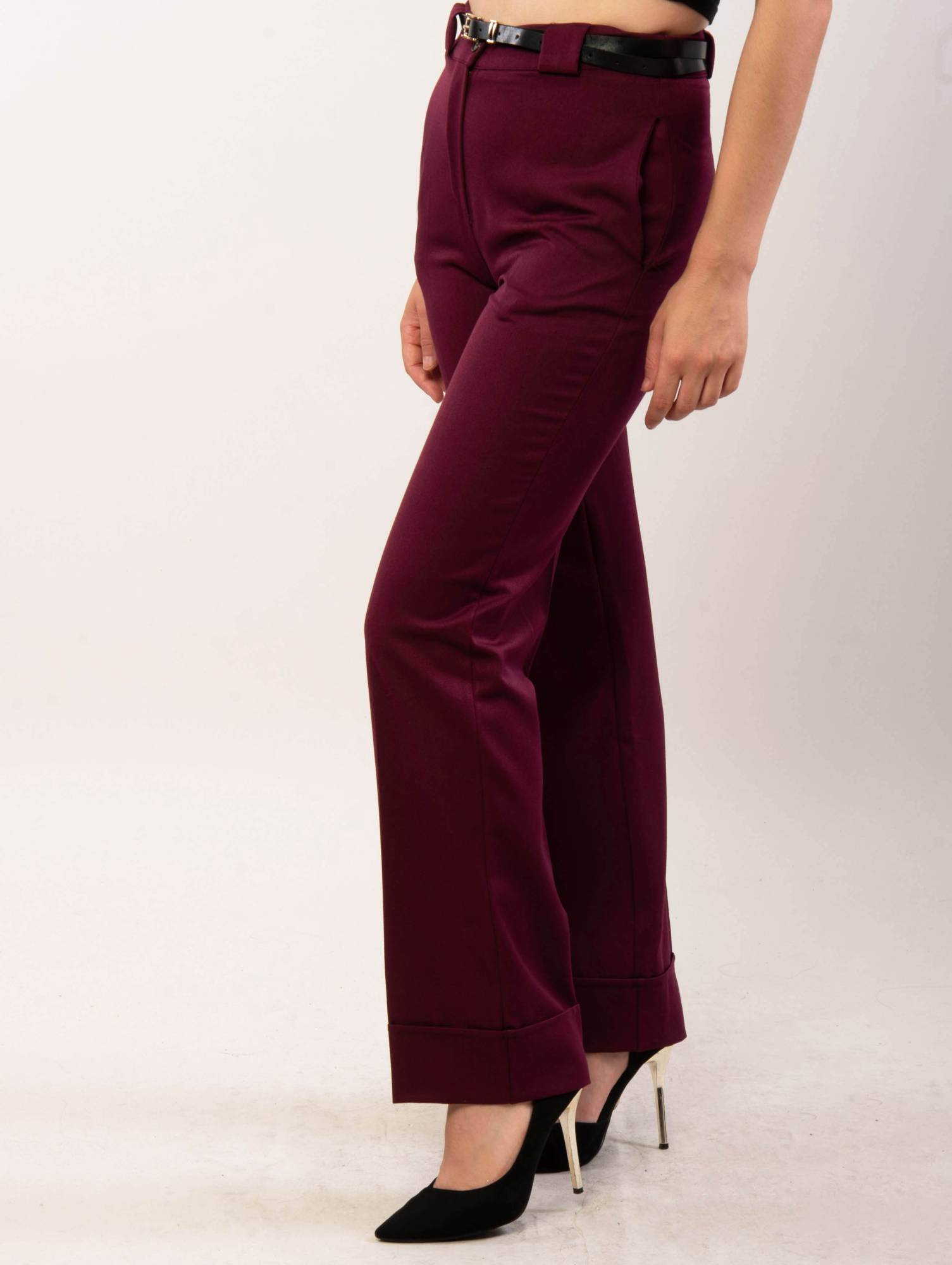 Straight Fit Tailored Trousers - Bordeaux