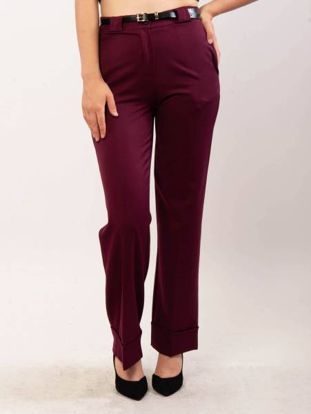 Straight Fit Tailored Trousers - Bordeaux