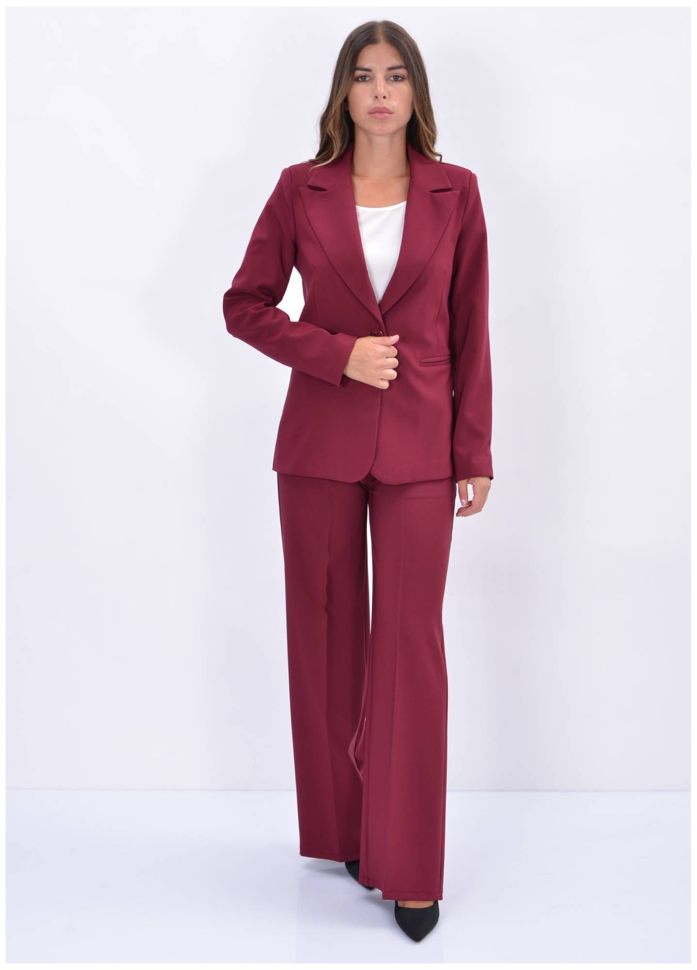Wide Leg Trousers - Bordeaux