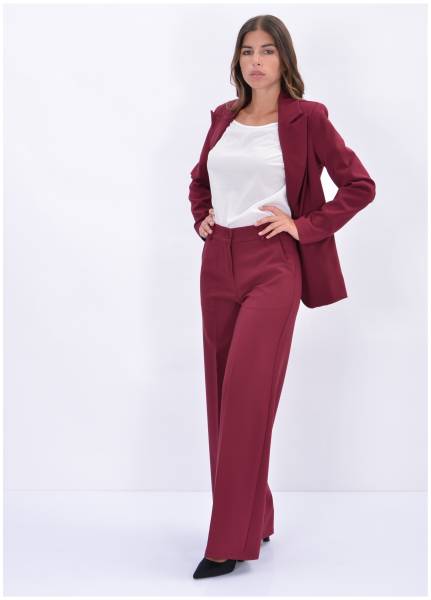Wide Leg Trousers - Bordeaux