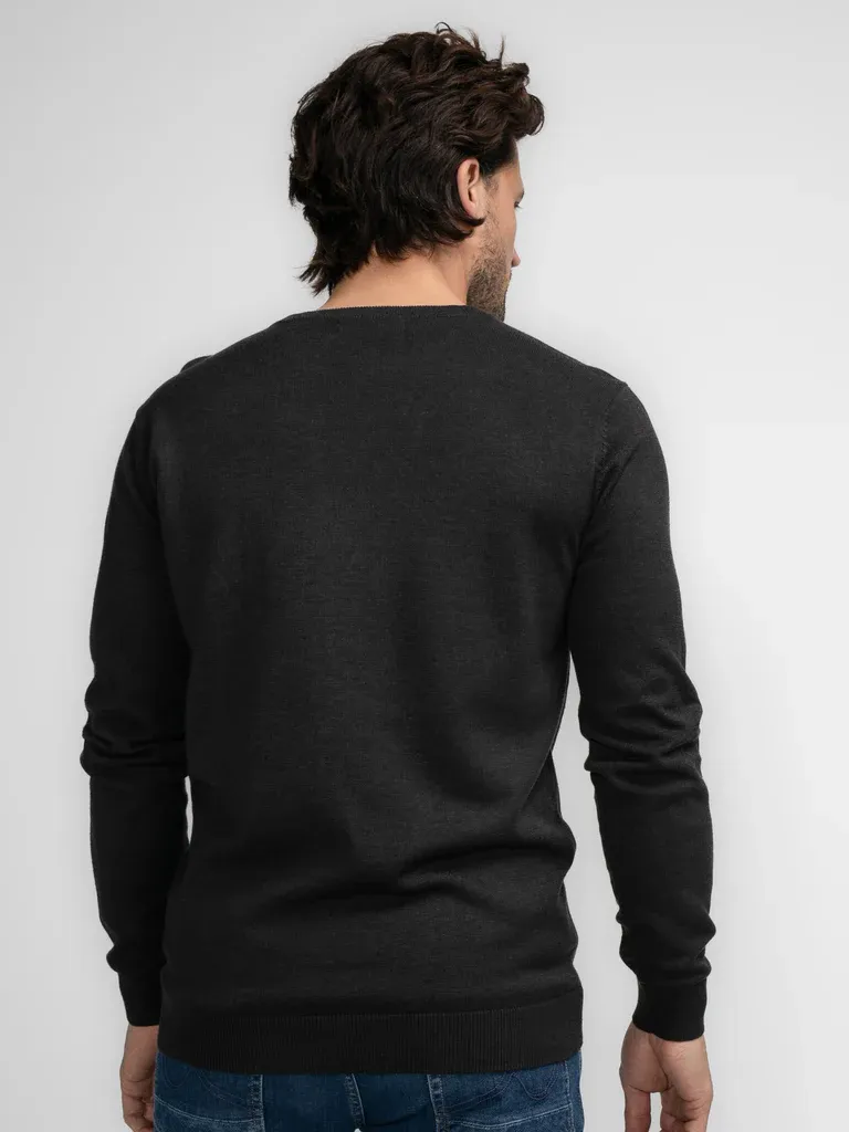 Petrol Fine-knit V-neck Sweater Atka - Black