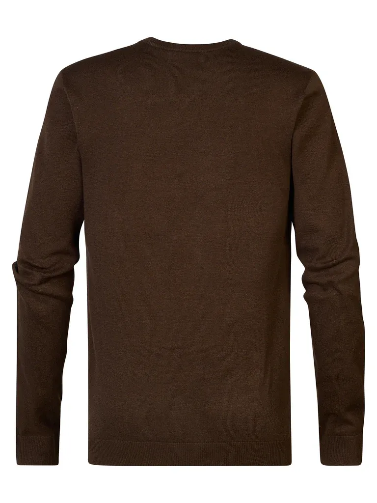 Petrol Fine-knit V-neck Sweater Atka - Brown