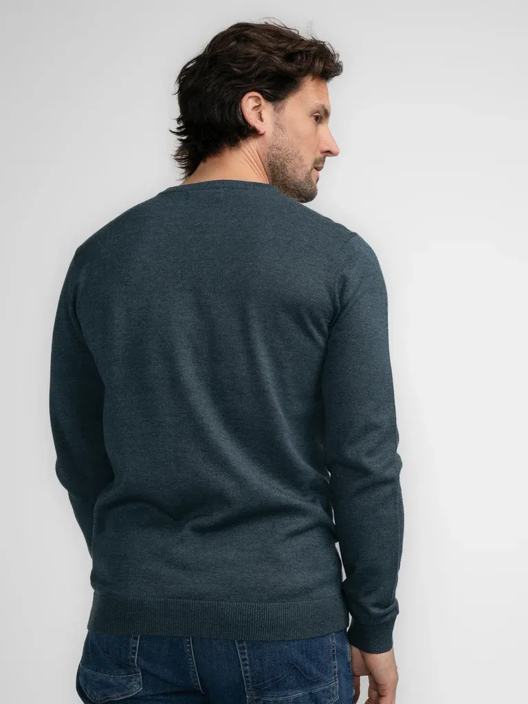 Petrol Fine-knit V-neck Sweater Atka - Petrol