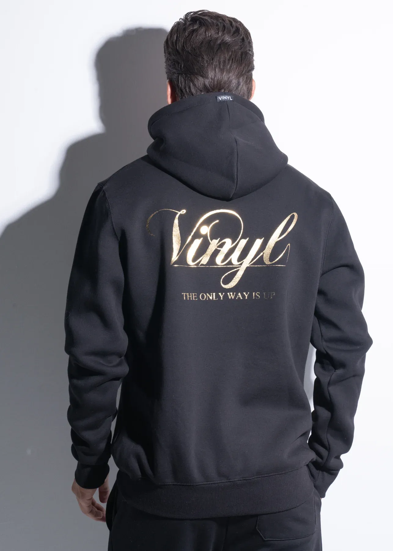 Vinyl Foil Print Hoodie - Black