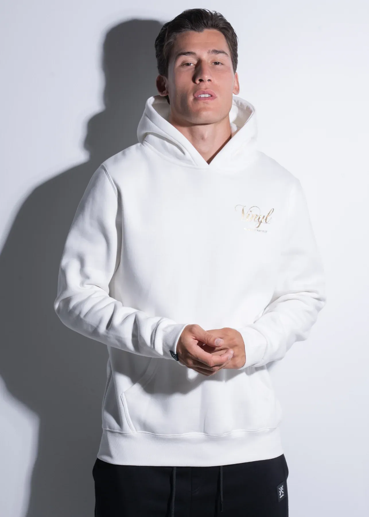 Vinyl Foil Print Hoodie - White