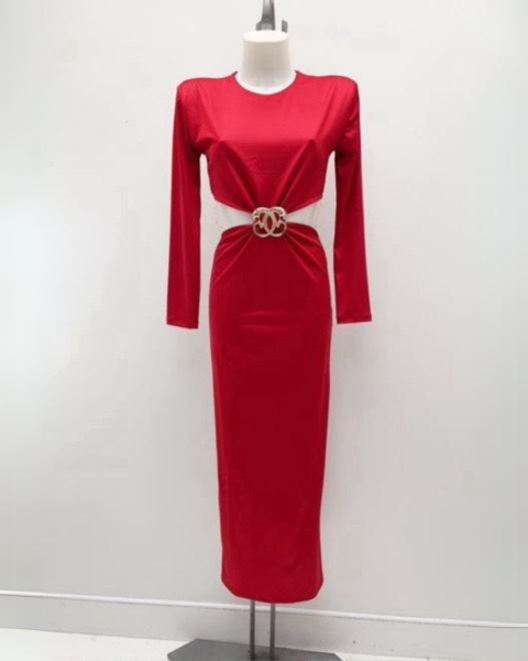 Cut Out Midi Dress - Bordeaux