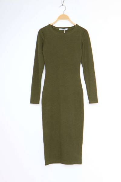 Long Sleeve Bodycon Dress - Khaki