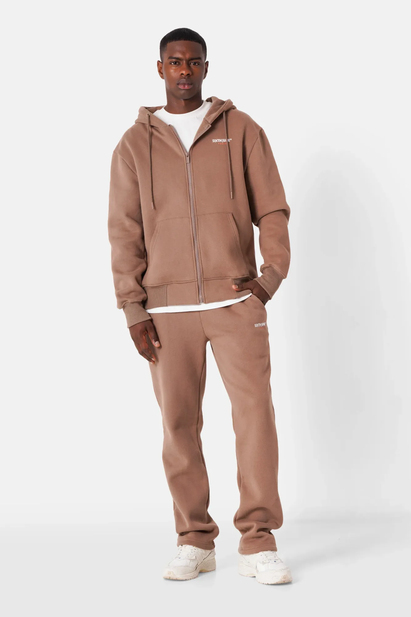 Sixth June Fleece Jogging Pants With Logo Embroidery - Camel