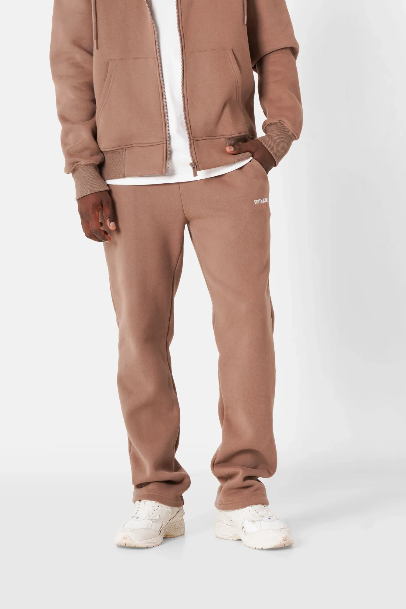 Sixth June Fleece Jogging Pants With Logo Embroidery - Camel