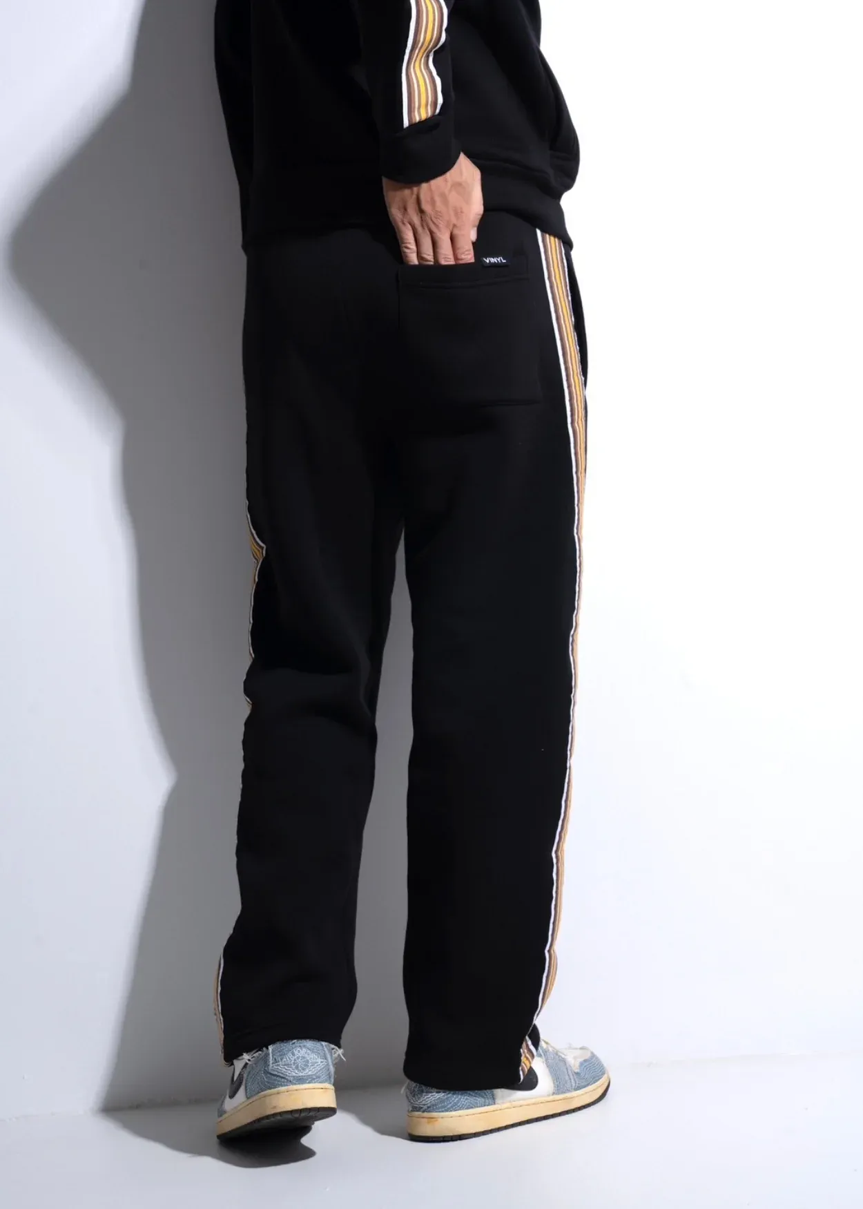 Vinyl Striped Tape Sweatpants - Black